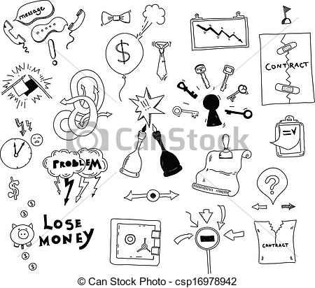 450x412 Business Interest Conflict Hand Drawn Illustration. Vector Doodle