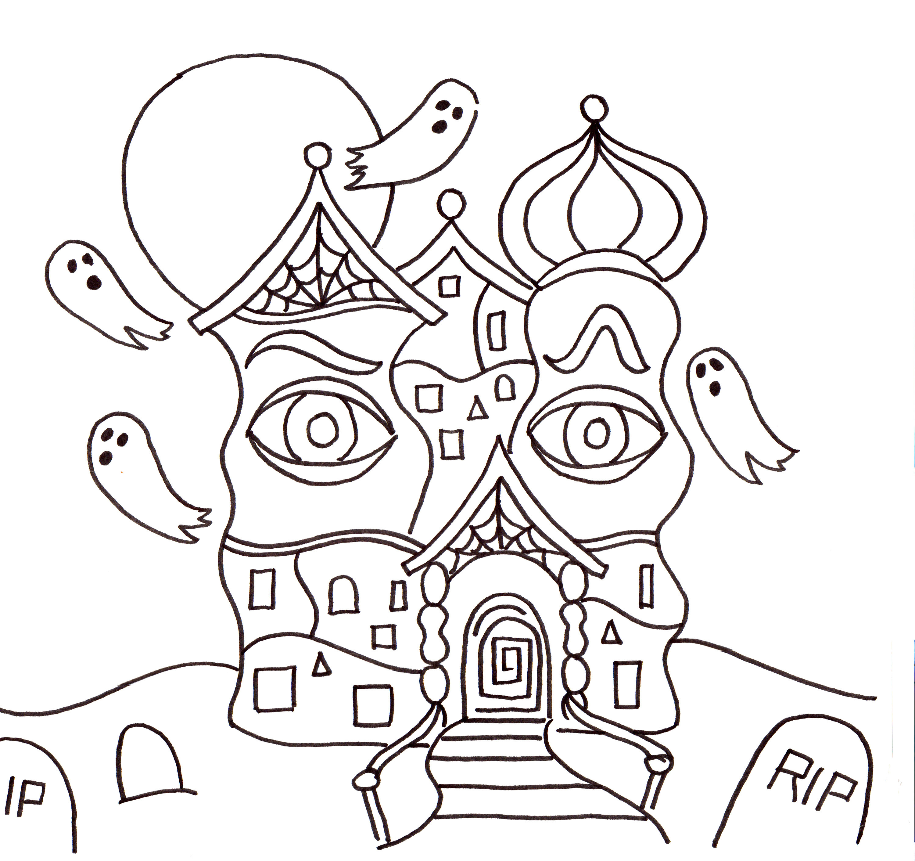 3000x2822 Drawing A Haunted House Halloween Art Lesson