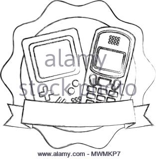 313x320 Retro Vintage Cellphone And Game Console Emblem Vector