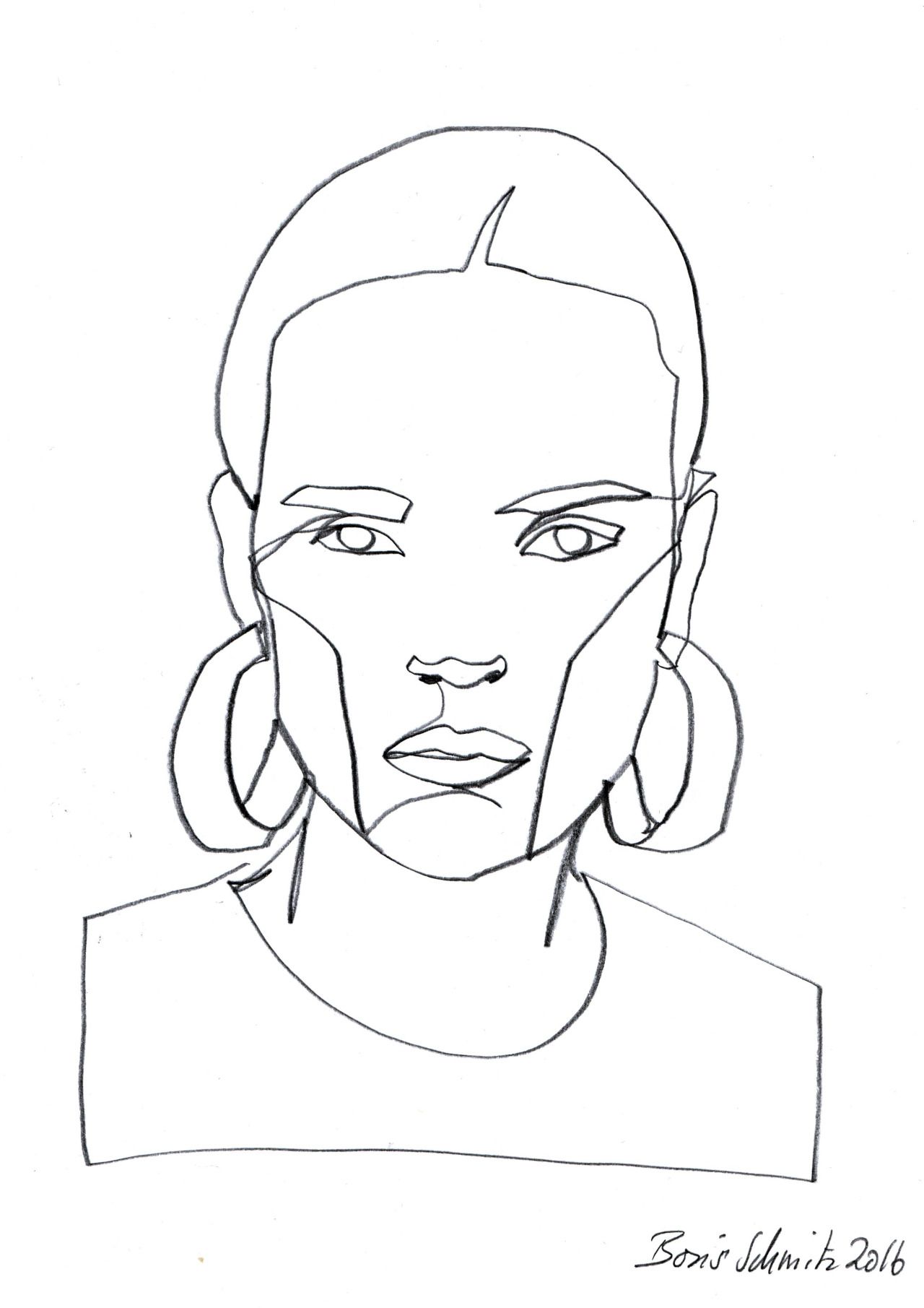 1280x1811 Gaze Continuous Line Drawing By Boris Schmitz Drawing