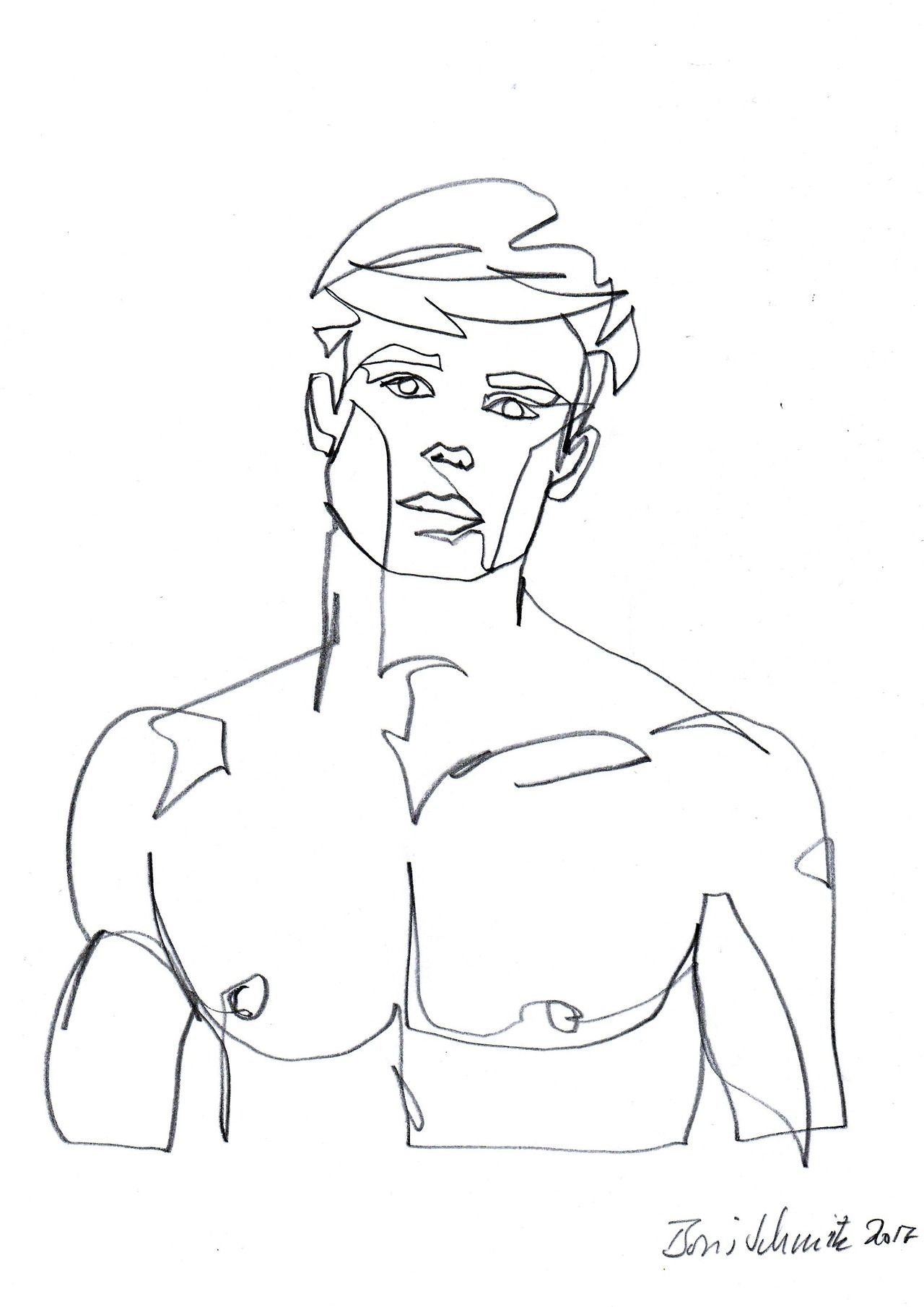 1280x1810 Gaze Continuous Line Drawing By Boris Schmitz Rysunek