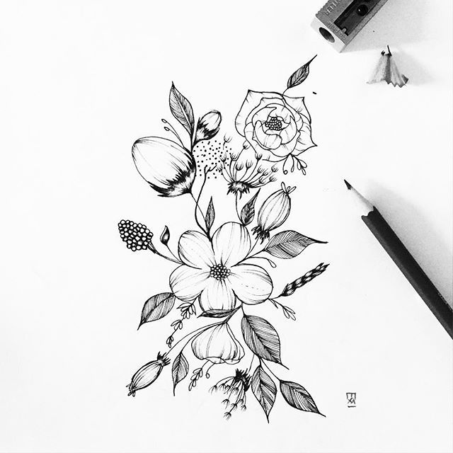 640x640 Flower Drawing Flores Y Plantas Flower, Tattoo