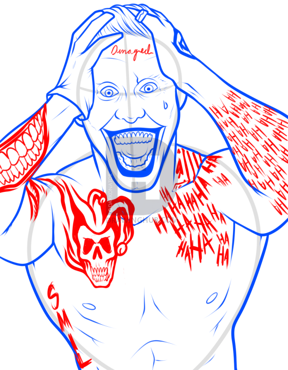 560x719 How To Draw Joker From Suicide Squad, Jared Leto, Step By Step