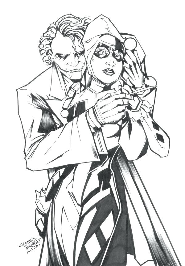 600x861 Coloring Pages ~ Harley Quinn Coloring And Joker Love Drawing