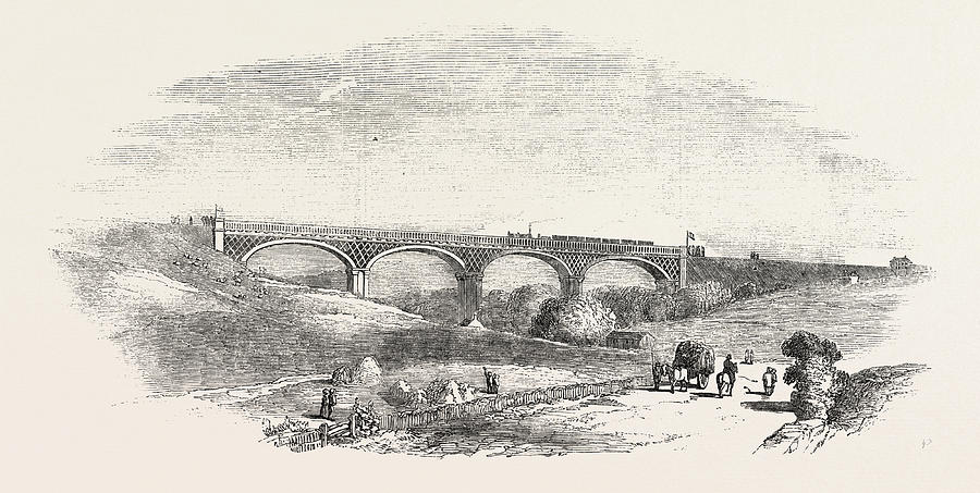 900x453 The Cork And Bandon Railway, The Chetwood Viaduct Drawing By Irish