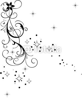 333x400 Amazing Decorative Corner With Stars And Flowers Tattoo