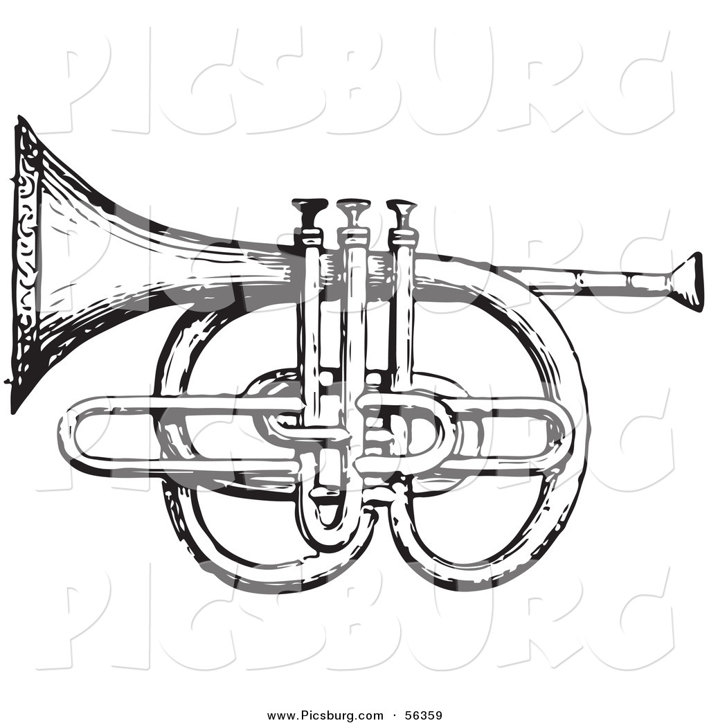 1024x1044 Clip Art Of An Old Fashioned Vintage Cornet And Pistons In Black