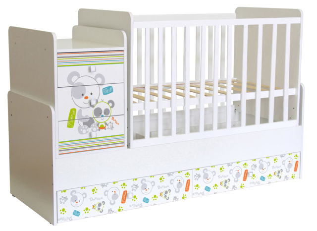 640x466 Polini Kids Convertible Cot Bed With Drawers Simple Design Drawing
