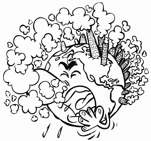 524x488 Earth Having A Cough Outline Drawing Printable Image Illustration