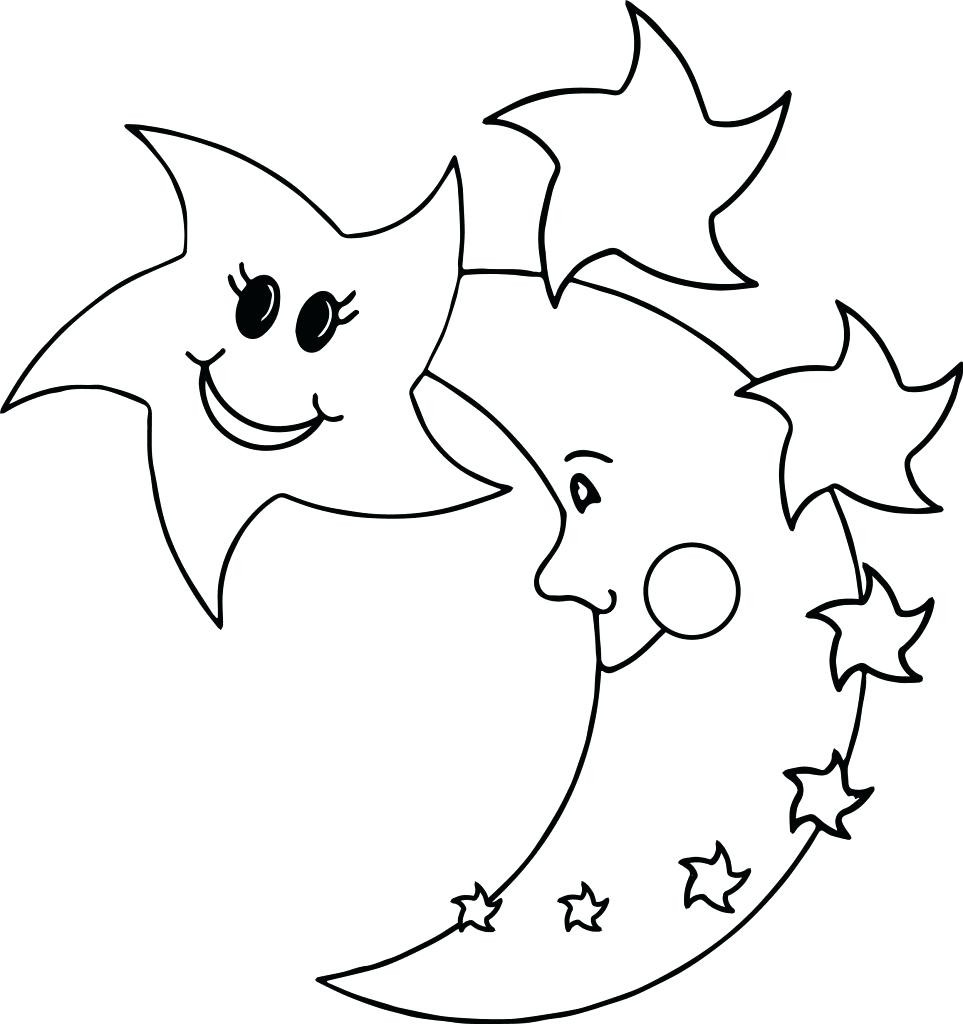 963x1024 Moon And Star Drawing 34 Extraordinary Stars Coloring Page