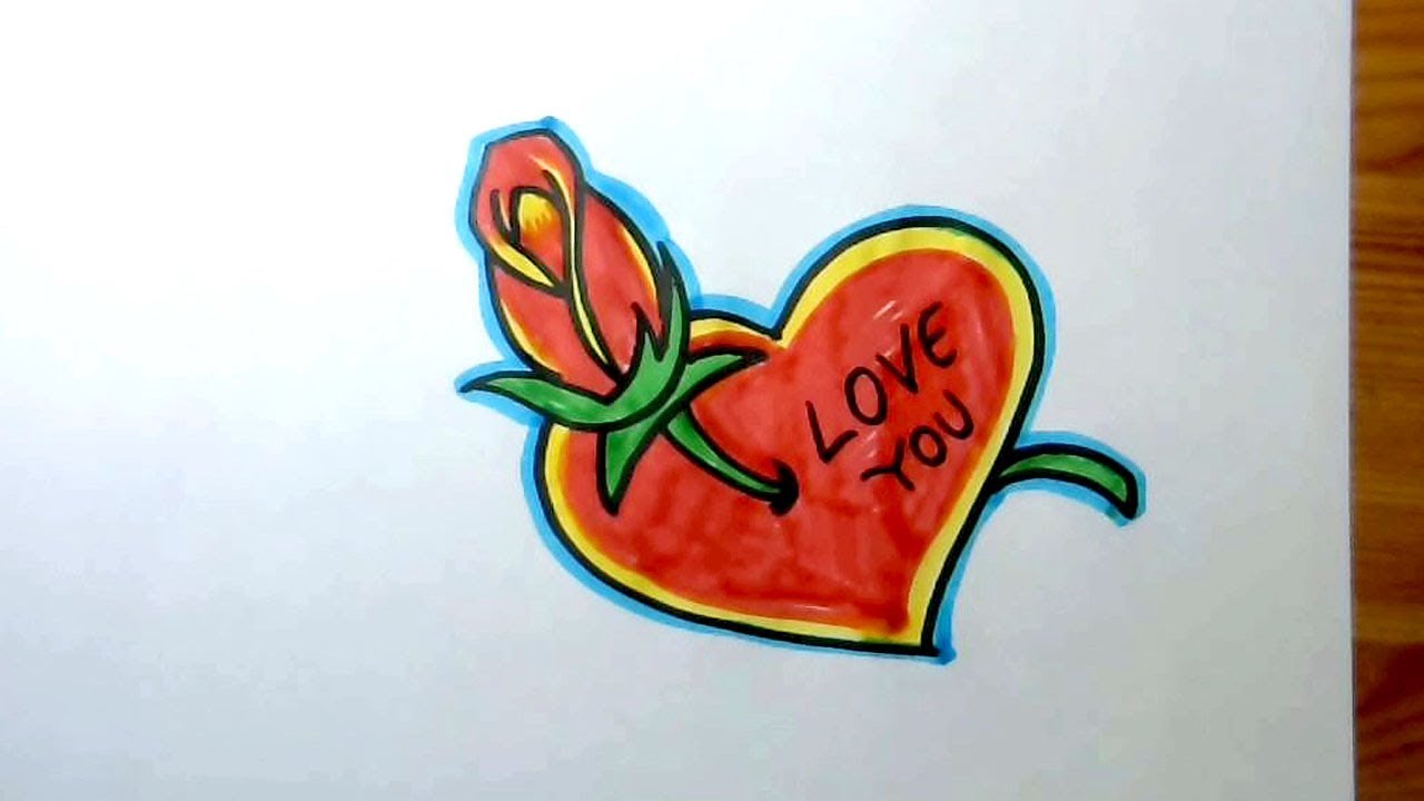 1280x720 How To Draw A Beautiful Heart And Rose Love Drawing