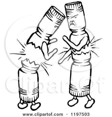 450x470 Clipart Of Vintage Black And White Christmas Crackers Fighting