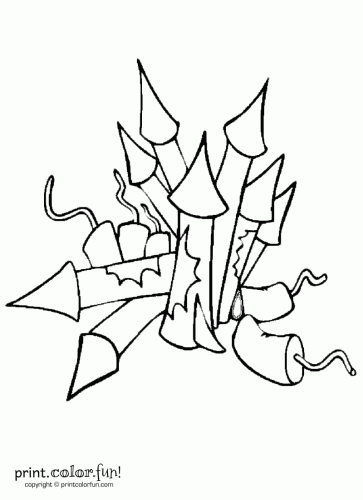 363x500 Firecrackers And Fireworks Coloring Page
