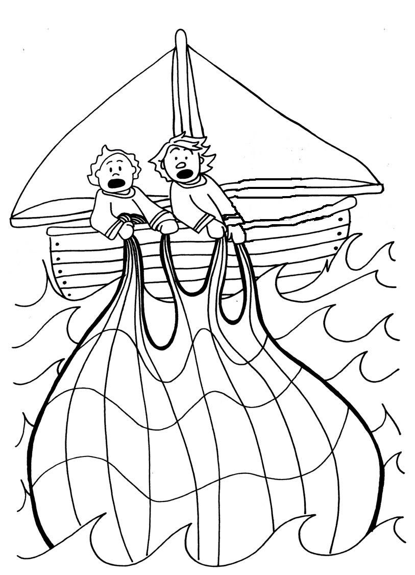 813x1126 The Miraculous Catch Of Fish Coloring Pages