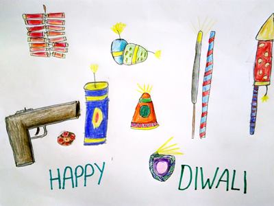 400x300 Draw Diwali Crackers