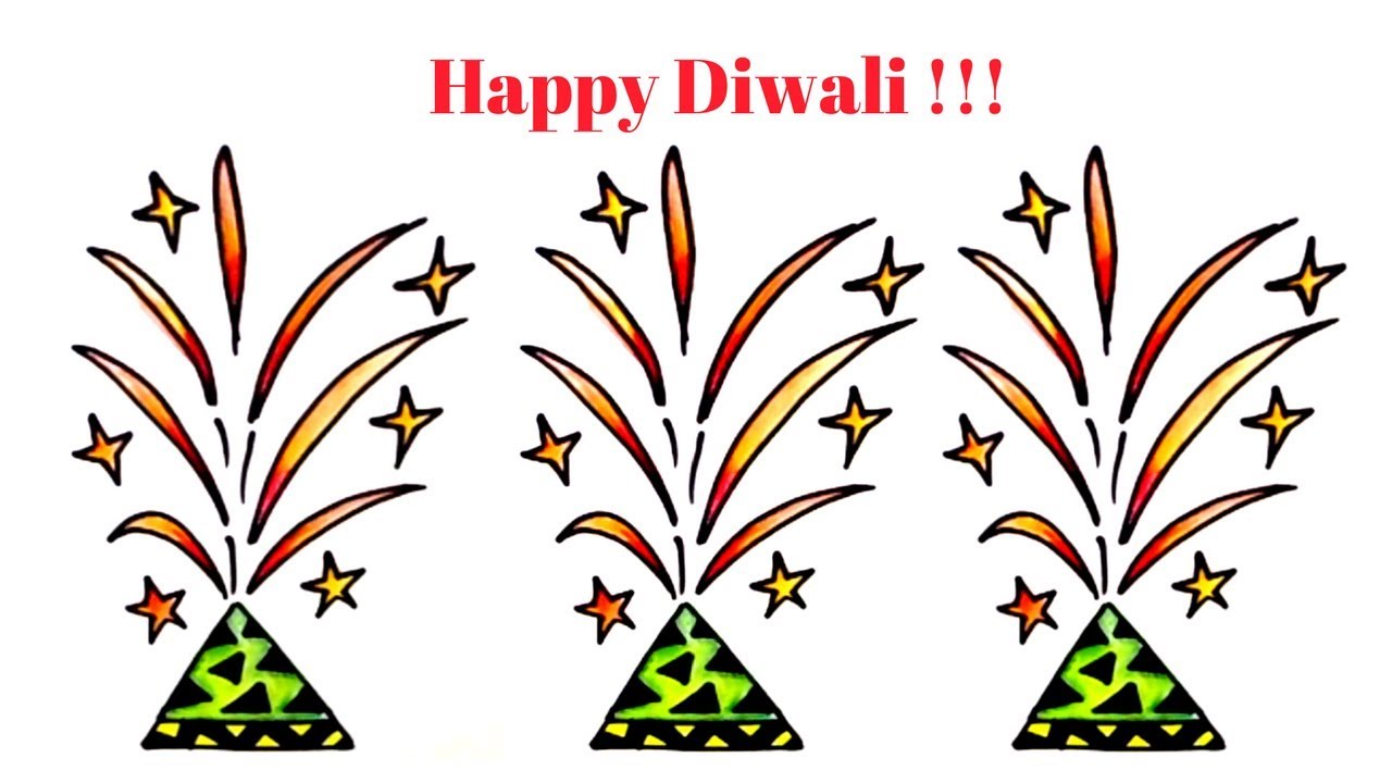 1280x720 Happy Diwali Fire Crackers Drawing How To Draw Diwali Fountain