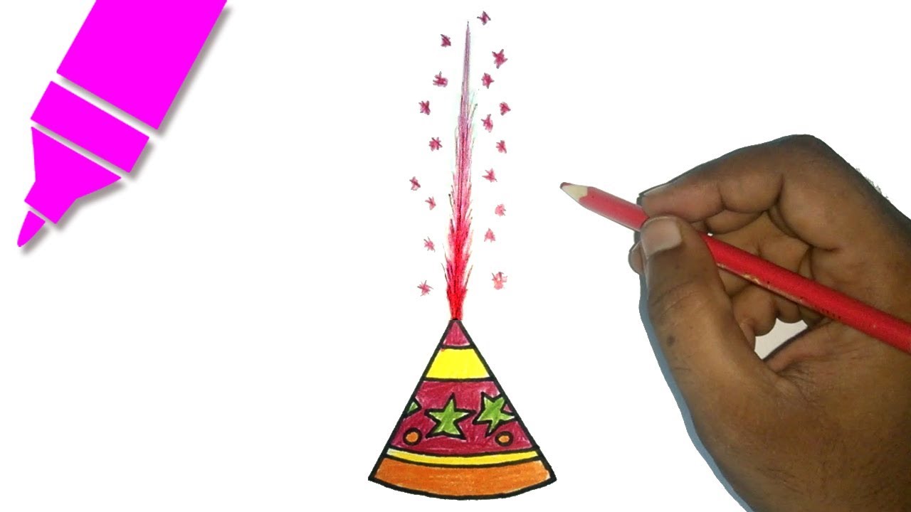 1280x720 How To Draw Diwali Fountain Diwali Special Drawing For Kids