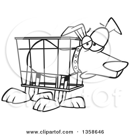 450x470 Lineart Clipart Of Cartoon Blacknd White Unhappy Dog In