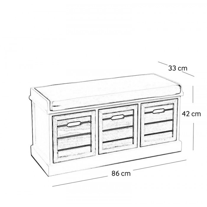 700x700 White Three Drawer Crate Bench