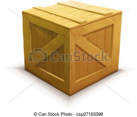 450x384 Yellow Wooden Crate, Realistic Icon Isolated On White. Yellow