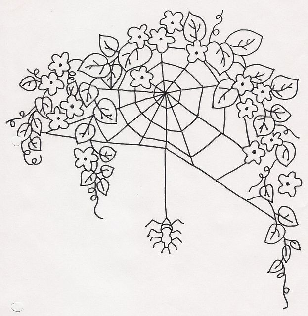 623x640 Flowers W Spiderweb And Spider Spider, Flowers And Embroidery