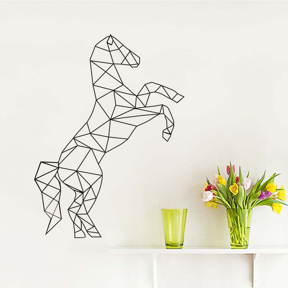 930x930 Geometric Shape Horse Wall Stickers Home Decor Living Room Animal