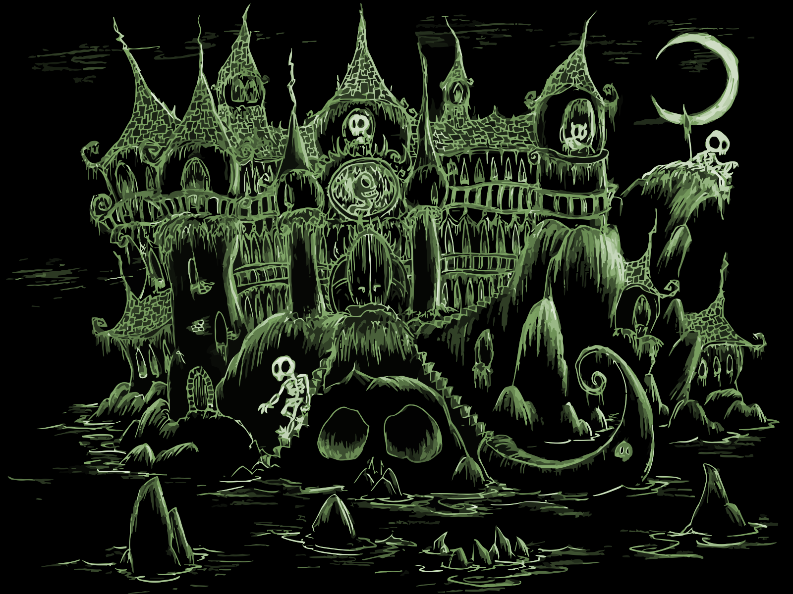 1600x1200 Haunted Black Castle