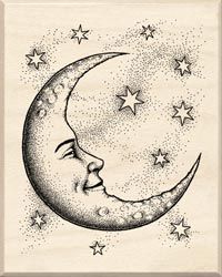 200x250 Crescent Moon Face Drawing