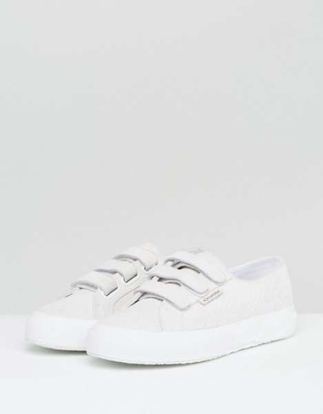 469x600 Material Well Superga Croc Leather Velcro Trainers Cream