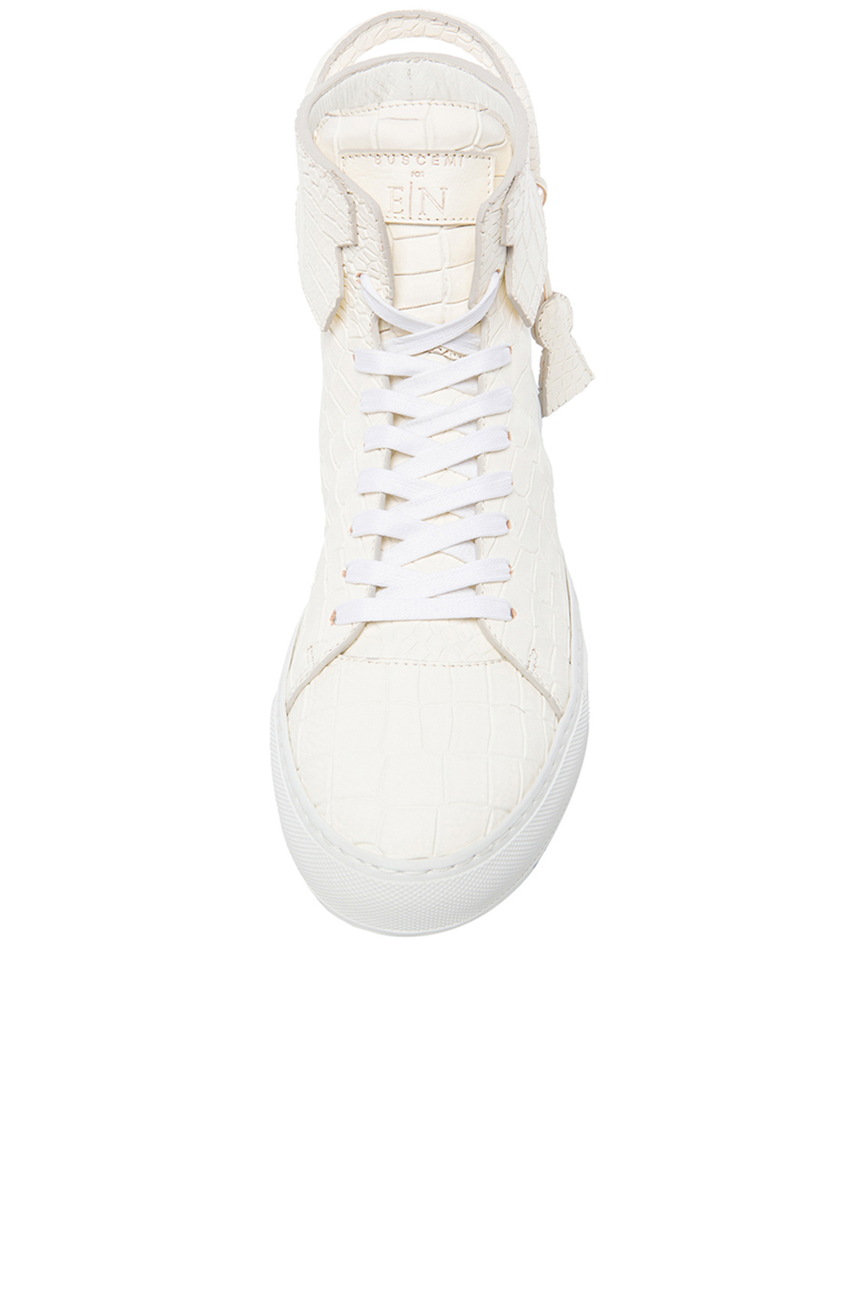 953x1440 Buscemi X En Noir 125mm Croc Lasered Leather High Tops In White Fwrd