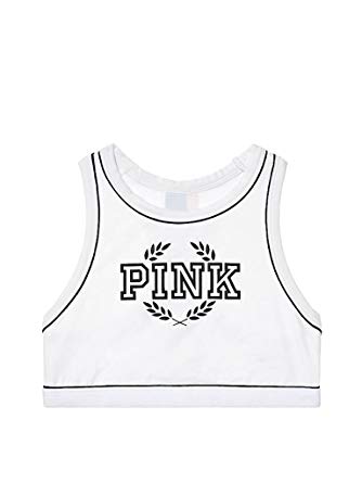 334x445 Victoria's Secret Pink High Neck Crop Top White