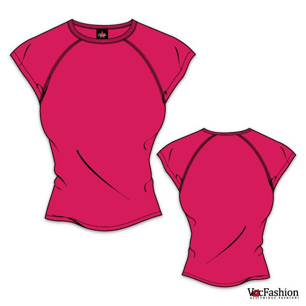 600x600 Women's Cap Sleeve T Shirt Vector Template Technical Drawing