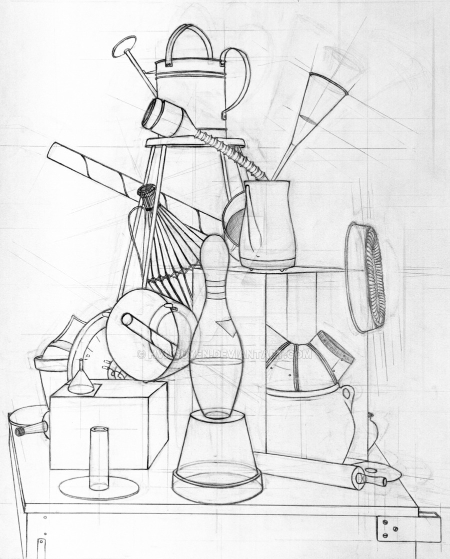 900x1119 Still Life Contour Drawing
