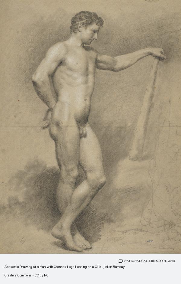 600x939 Academic Drawing Of A Man With Crossed Legs Leaning On A Club