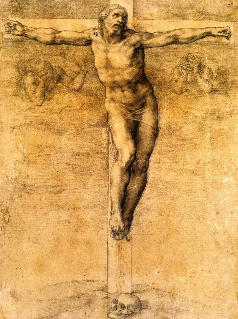 800x1074 Michelangelo (1475 1564) ~ Crucifixion Of Christ ~ Black Chalk