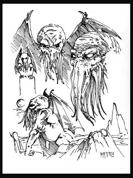 432x576 Cthulhu Concept Sketch, Original Artwork By Alex Mcvey For Sale