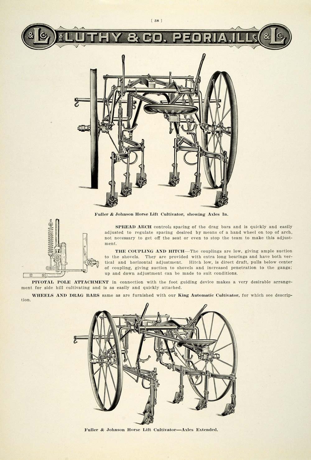 1000x1478 1912 Ad Antique Fuller Amp Johnson New Horse Lift Cultivator Farm