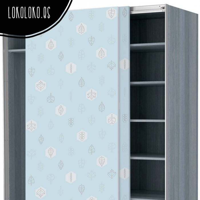 700x700 Sky Blue Vinyl With Leaves For Cupboard And Doorslokoloko