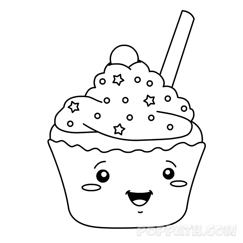 800x800 How To Draw A Cute Kawaii Cupcake Pop Path