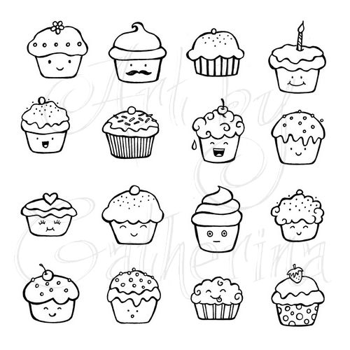 500x500 Cute Cupcake Doodles