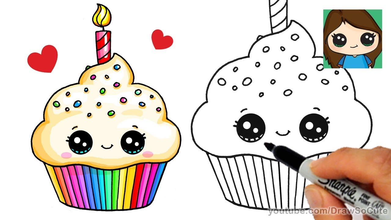 1280x720 How To Draw A Birthday Cupcake Easy
