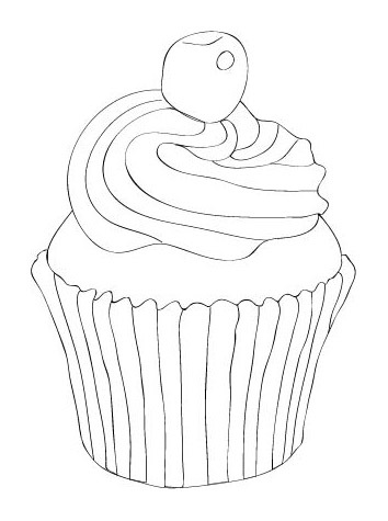 354x475 Cupcake Line Drawing