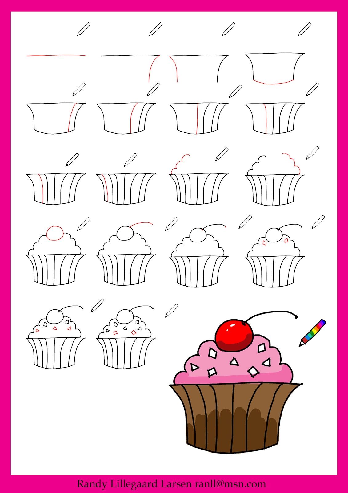 1131x1600 Lots Of Step By Step Drawings Drawing Cup Cakes