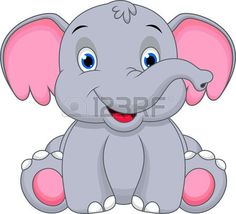 236x214 Cute Baby Elephant Cartoon Sitting Murales Baby