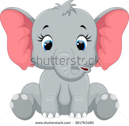 450x439 Cute Baby Elephant Cartoon Sitting Riscos Baby