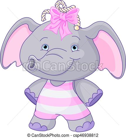 429x470 Illustration Of Cute Baby Elephant Girl Vector Clip Art