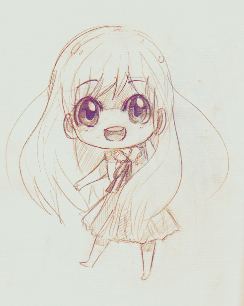 491x615 Anime Art Chibi. Big Eyes. Smile. Drawing