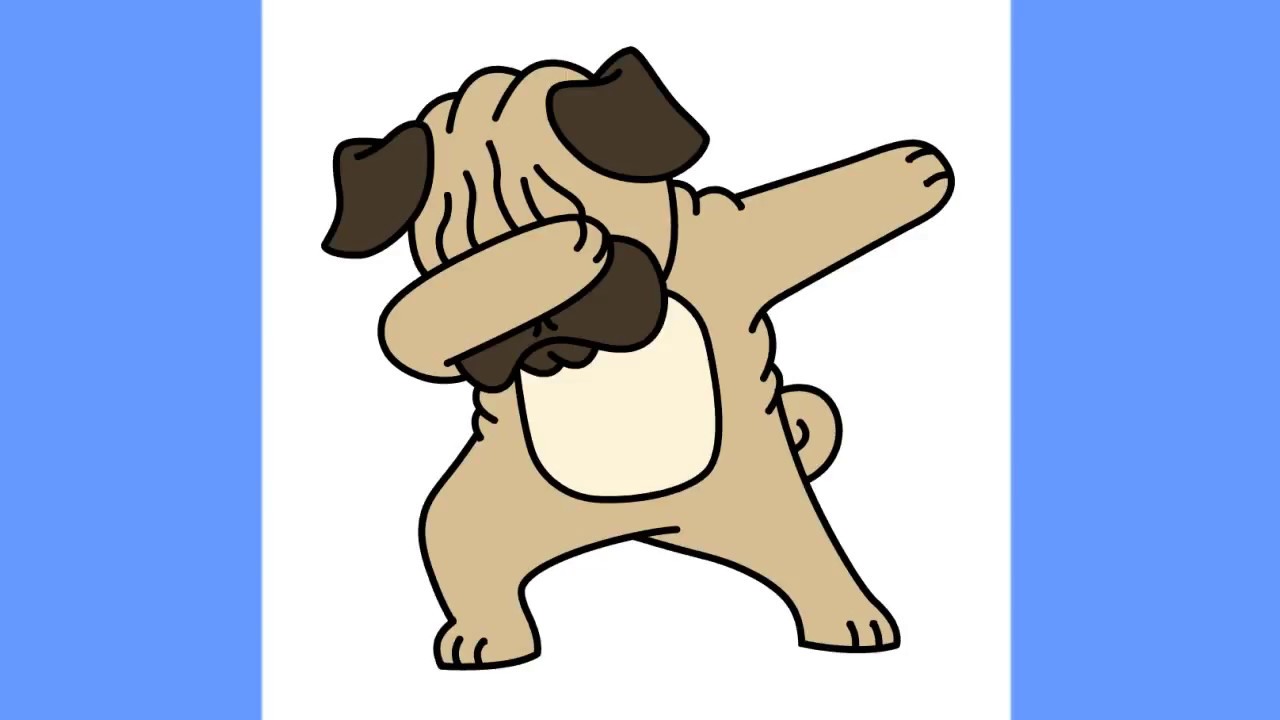 1280x720 How To Draw Dabbing Pug Step By Step Dog Puppy Drawing For Kids