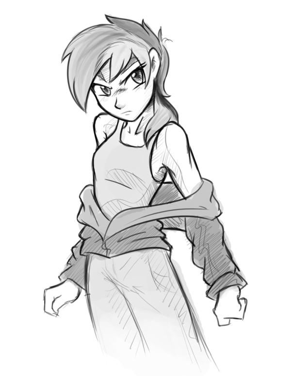 600x775 Humanized Rainbow Dash Sketch By Ambris