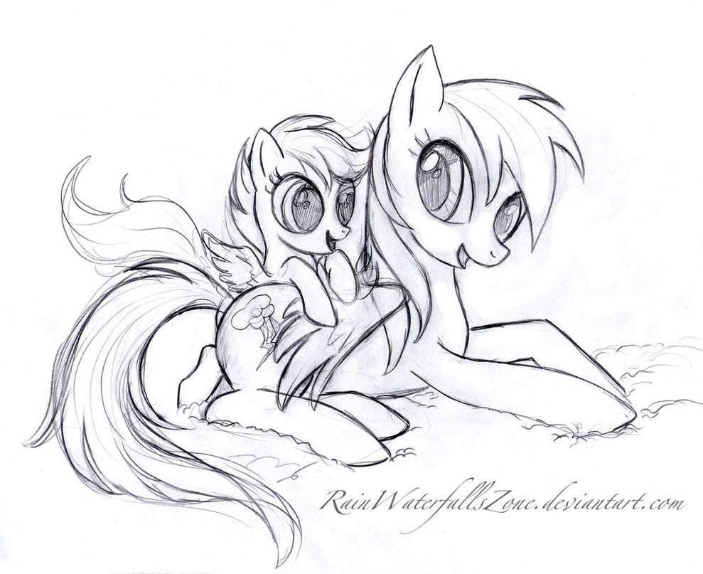 989x807 Sketch Rainbow Dash And Scootaloo By Rainwaterfallszone